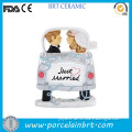 Costom cute couple in a car "Just Married" printed Wedding Cake Toppers